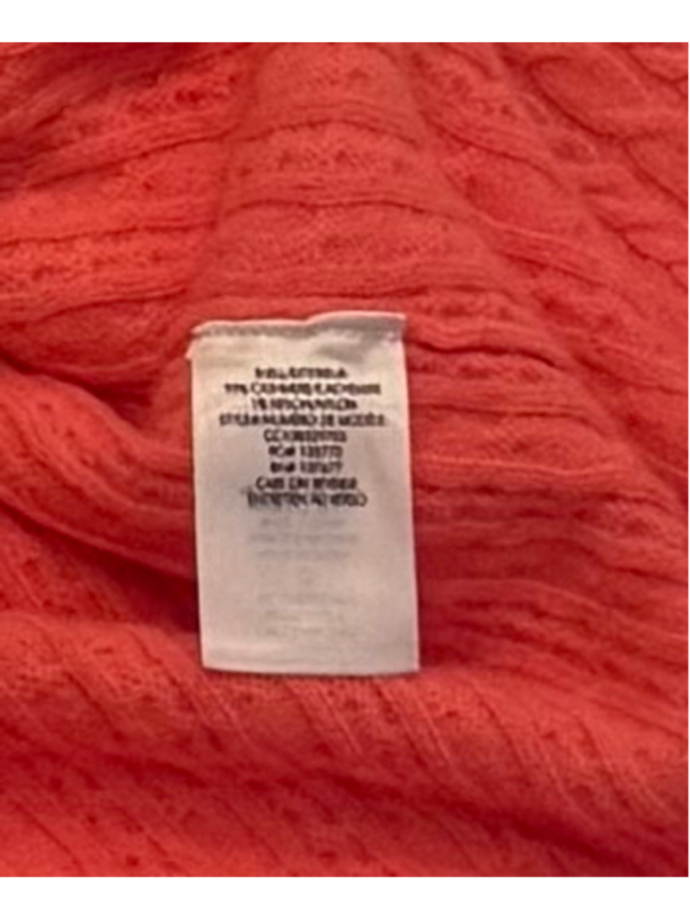 Alice + Olivia Ciara Cashmere Cable Knit Cropped Crewneck Sweater, Coral, L - Picture 7 of 7